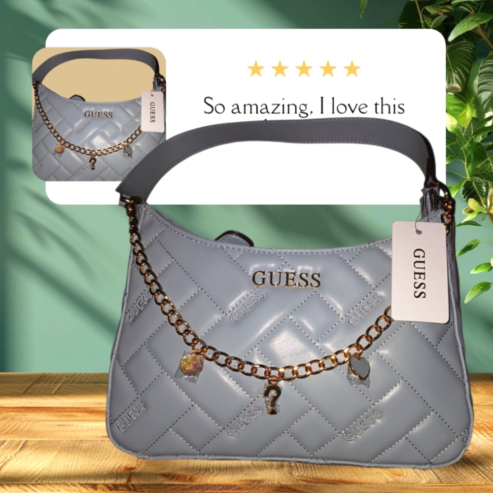 NWT GUESS Glacier Blue Quilted Shoulder Bag